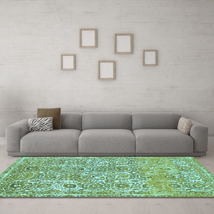 Machine Washable Abstract Light Blue Modern Rug in a Living Room, wshabs1289lblu