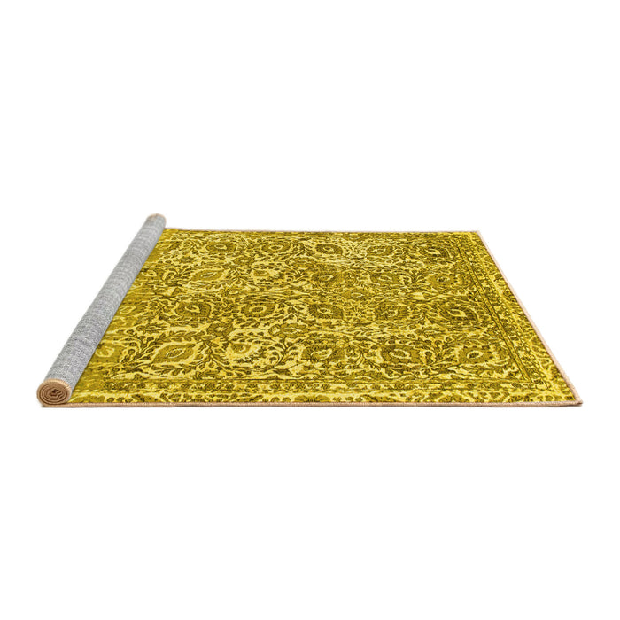 Sideview of Machine Washable Abstract Yellow Modern Rug, wshabs1289yw