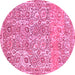 Round Abstract Pink Modern Rug, abs1289pnk