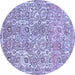 Round Abstract Blue Modern Rug, abs1289blu