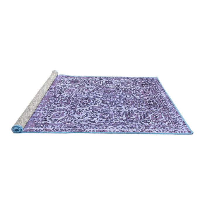 Sideview of Machine Washable Abstract Blue Modern Rug, wshabs1289blu