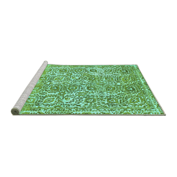 Sideview of Machine Washable Abstract Turquoise Modern Area Rugs, wshabs1289turq
