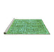 Sideview of Machine Washable Abstract Turquoise Modern Area Rugs, wshabs1289turq