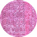 Round Machine Washable Abstract Purple Modern Area Rugs, wshabs1289pur