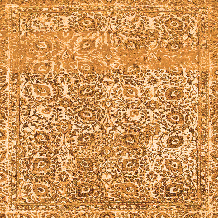 Square Machine Washable Abstract Orange Modern Area Rugs, wshabs1289org