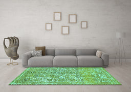 Machine Washable Abstract Turquoise Modern Area Rugs in a Living Room,, wshabs1289turq