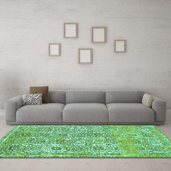 Machine Washable Abstract Turquoise Modern Area Rugs in a Living Room,, wshabs1289turq