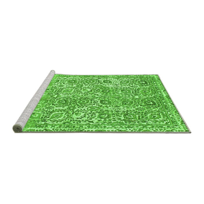Sideview of Machine Washable Abstract Green Modern Area Rugs, wshabs1289grn