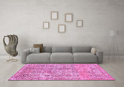 Machine Washable Abstract Purple Modern Area Rugs in a Living Room, wshabs1289pur