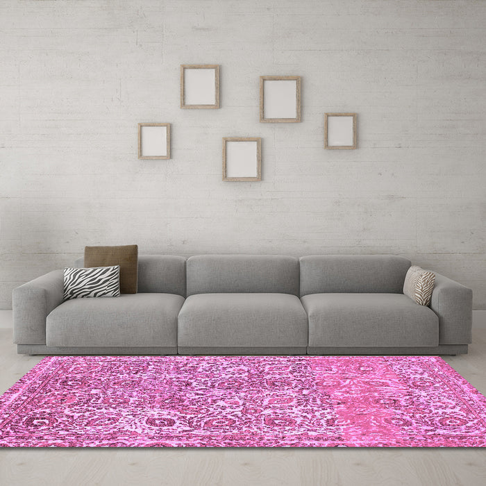 Machine Washable Abstract Purple Modern Area Rugs in a Living Room, wshabs1289pur