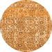 Round Machine Washable Abstract Orange Modern Area Rugs, wshabs1289org