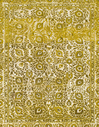 Machine Washable Abstract Chrome Gold Yellow Rug, wshabs1289