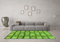 Machine Washable Abstract Green Modern Rug, wshabs128grn