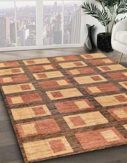 Abstract Red Modern Rug in Family Room, abs128