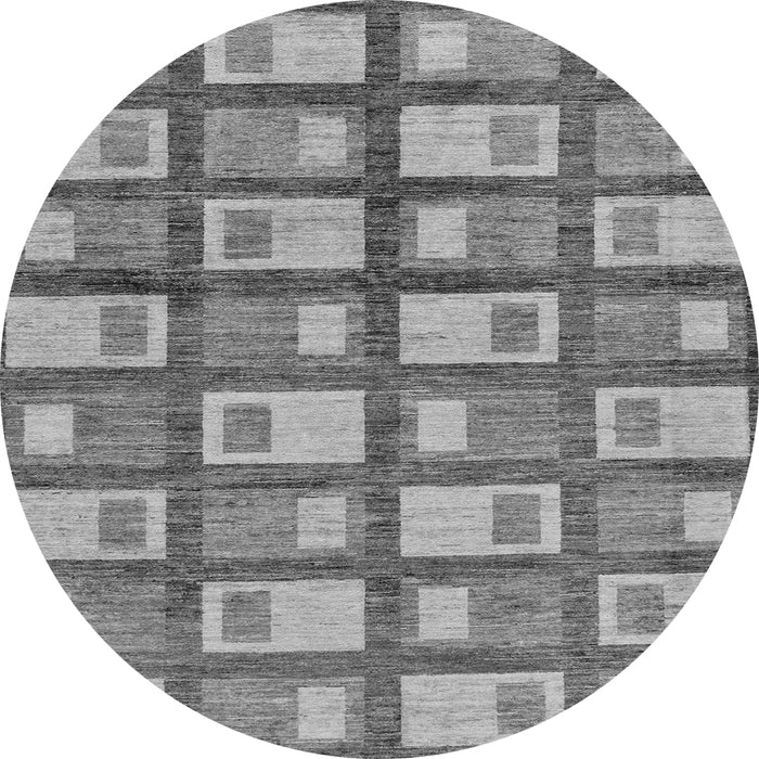 Round Machine Washable Abstract Gray Modern Rug, wshabs128gry