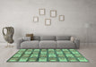 Machine Washable Abstract Turquoise Modern Area Rugs in a Living Room,, wshabs128turq