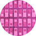 Round Machine Washable Abstract Pink Modern Rug, wshabs128pnk