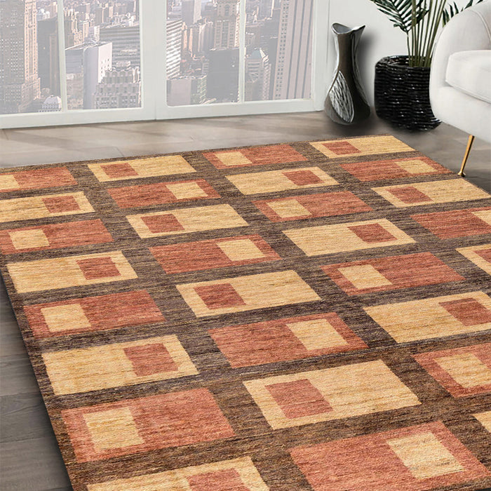 Abstract Red Modern Rug in Family Room, abs128