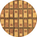 Round Abstract Brown Modern Rug, abs128brn