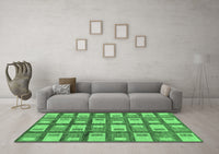 Machine Washable Abstract Emerald Green Modern Rug, wshabs128emgrn