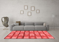 Machine Washable Abstract Red Modern Rug, wshabs128red