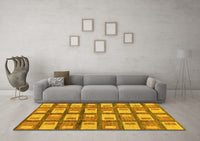 Machine Washable Abstract Yellow Modern Rug, wshabs128yw