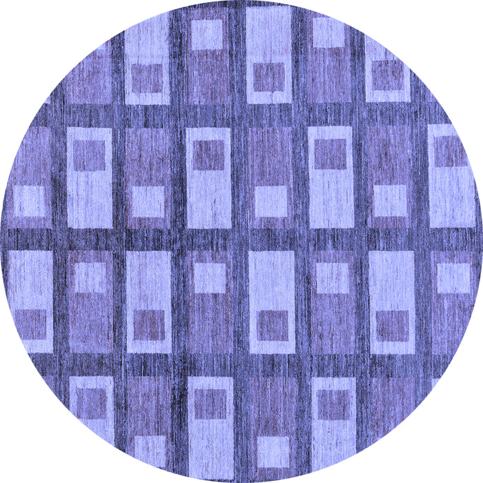 Round Machine Washable Abstract Blue Modern Rug, wshabs128blu