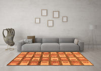 Machine Washable Abstract Orange Modern Rug, wshabs128org