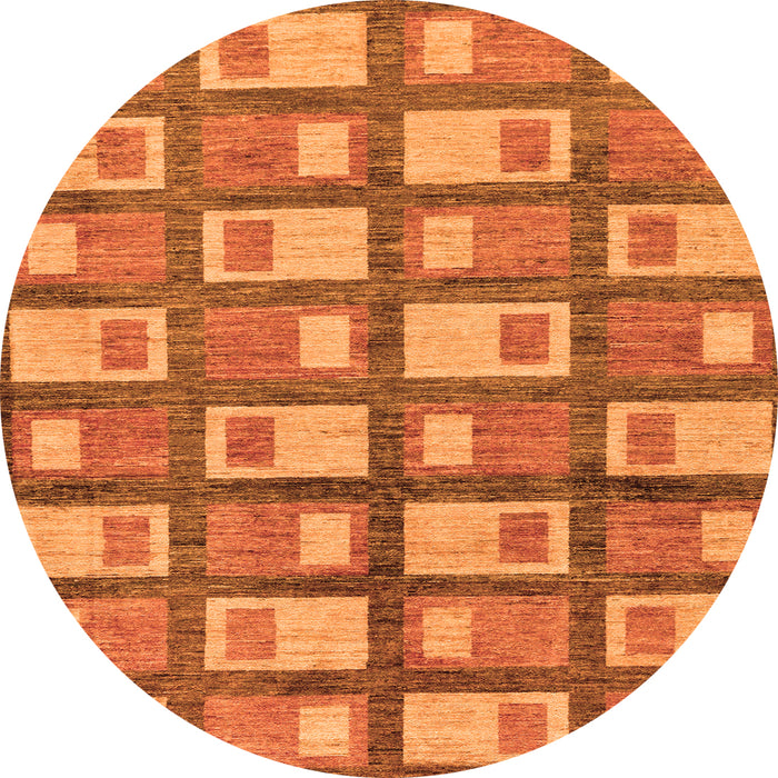 Round Machine Washable Abstract Orange Modern Area Rugs, wshabs128org