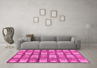 Machine Washable Abstract Pink Modern Rug, wshabs128pnk