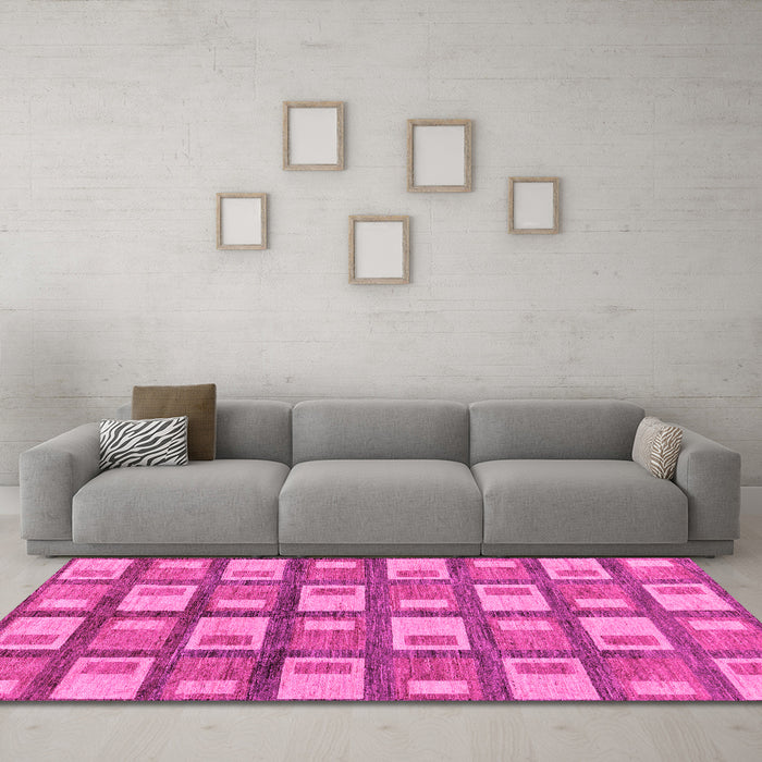 Machine Washable Abstract Pink Modern Rug in a Living Room, wshabs128pnk