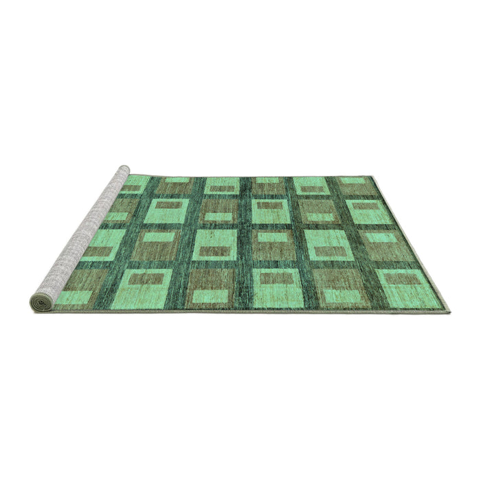 Sideview of Machine Washable Abstract Turquoise Modern Area Rugs, wshabs128turq