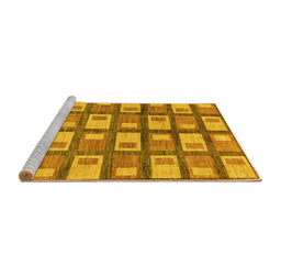 Sideview of Machine Washable Abstract Yellow Modern Rug, wshabs128yw