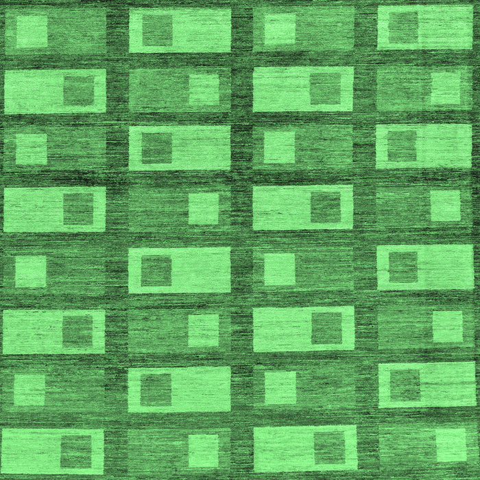 Square Machine Washable Abstract Emerald Green Modern Area Rugs, wshabs128emgrn