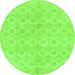 Round Machine Washable Abstract Green Modern Area Rugs, wshabs1290grn