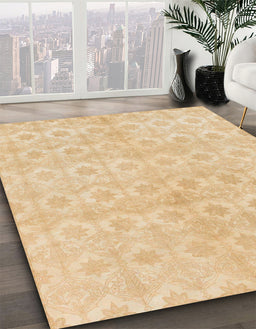 Abstract Yellow Modern Rug in Family Room, abs1290