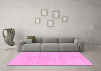 Machine Washable Abstract Pink Modern Rug, wshabs1290pnk