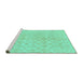 Sideview of Machine Washable Abstract Turquoise Modern Area Rugs, wshabs1290turq