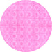 Round Machine Washable Abstract Pink Modern Rug, wshabs1290pnk