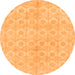 Round Machine Washable Abstract Orange Modern Area Rugs, wshabs1290org