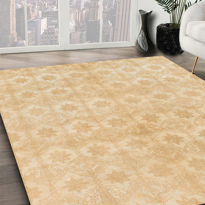 Machine Washable Abstract Yellow Rug in a Family Room, wshabs1290