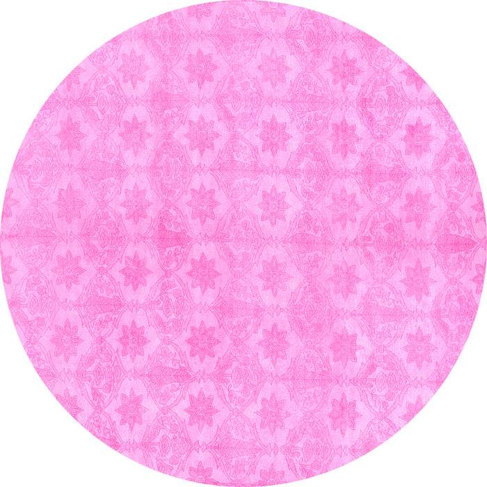 Round Abstract Pink Modern Rug, abs1290pnk