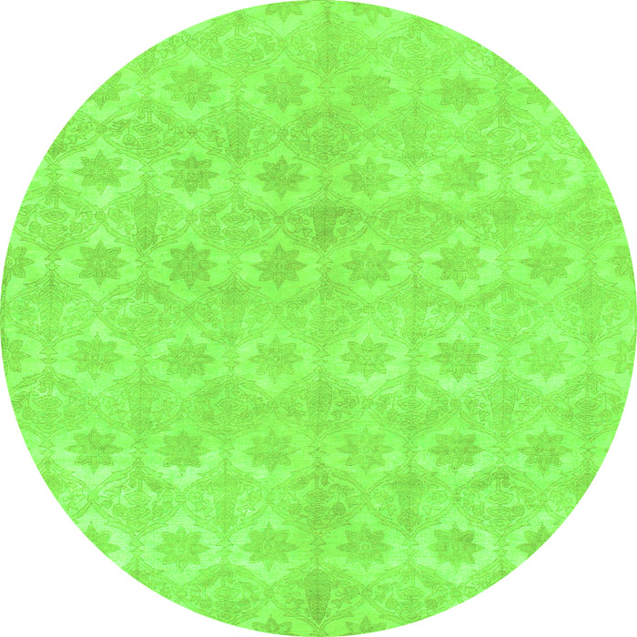 Round Abstract Green Modern Rug, abs1290grn