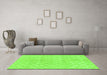 Machine Washable Abstract Green Modern Area Rugs in a Living Room,, wshabs1290grn