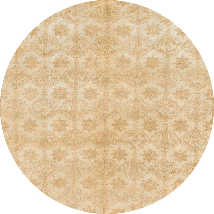 Round Machine Washable Abstract Yellow Rug, wshabs1290