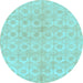 Round Machine Washable Abstract Light Blue Modern Rug, wshabs1290lblu