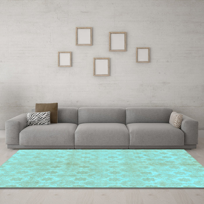 Machine Washable Abstract Light Blue Modern Rug in a Living Room, wshabs1290lblu