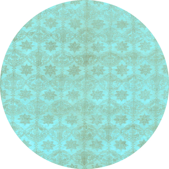 Round Abstract Light Blue Modern Rug, abs1290lblu