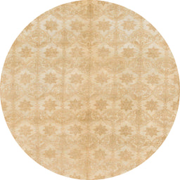 Round Abstract Yellow Modern Rug, abs1290