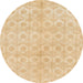 Round Abstract Yellow Modern Rug, abs1290